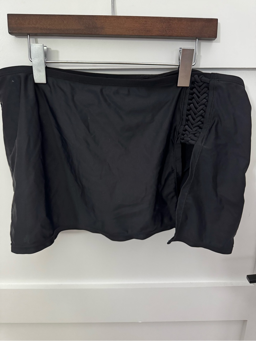 Catalina Black Swim Skirt with Braided Side Accent